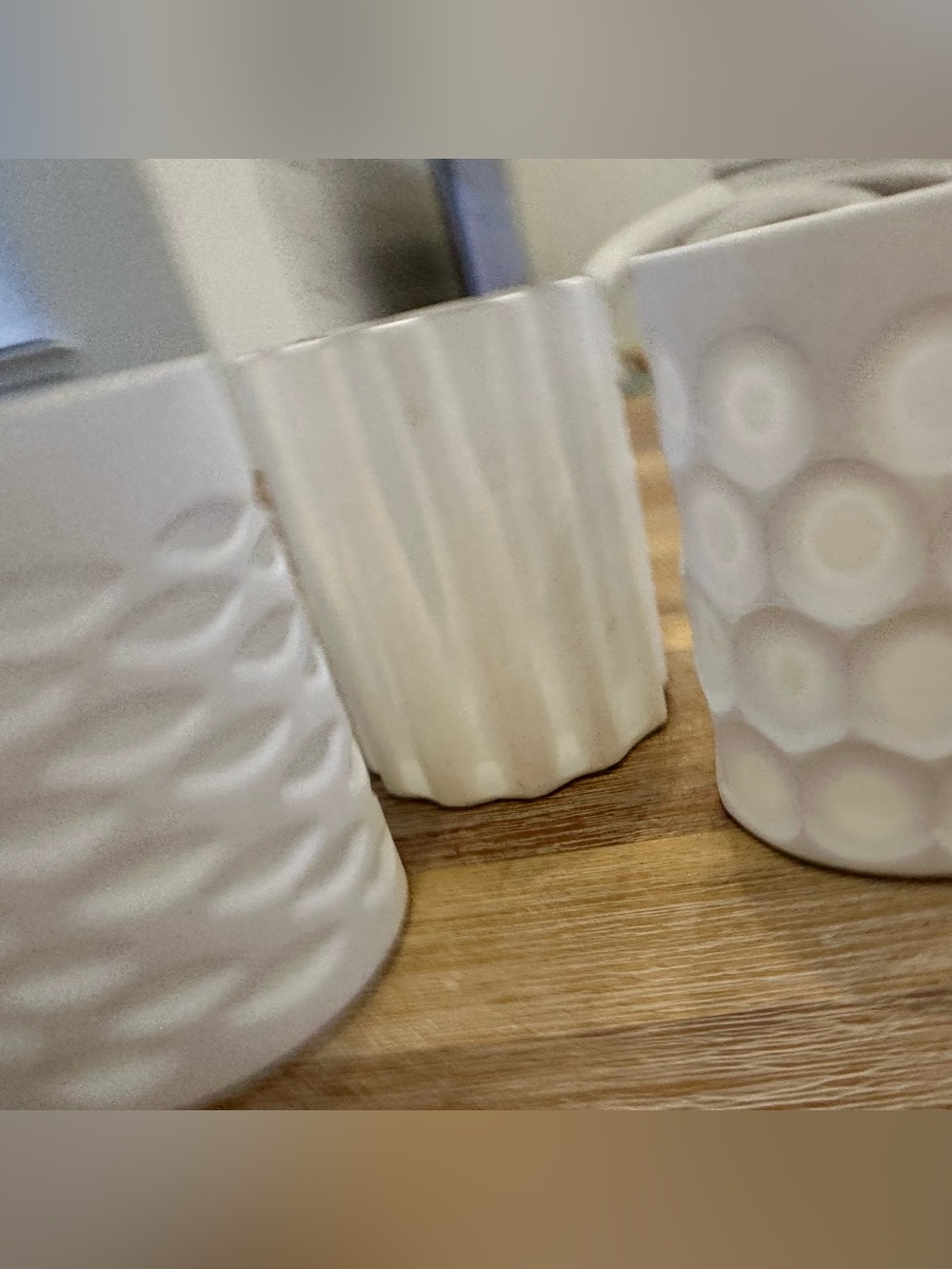 Set of 3 Assorted White Textured Votives